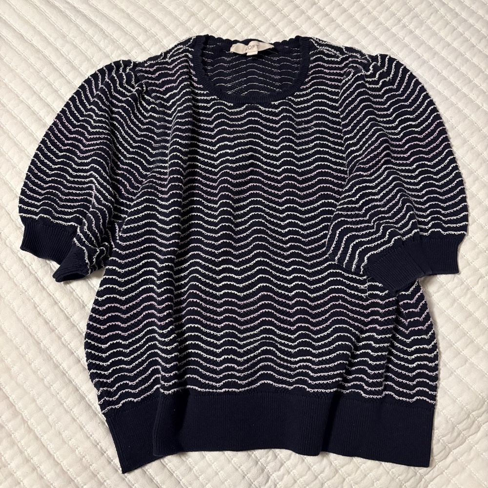 LOFT Wavy Stitch Raglan Sweater Tee